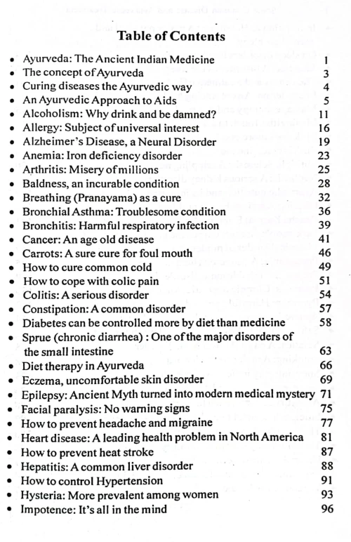 Some Common Diseases And Ayurvedic Medical Treatment